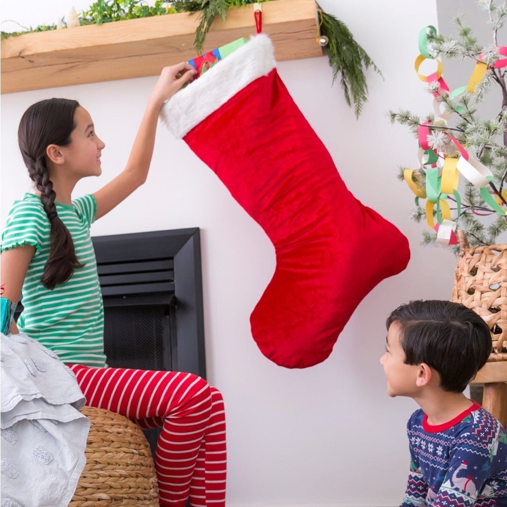 Hearthsong Super-Sized Red Velveteen Christmas Stocking